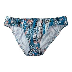 Sunseeker Australia Blue Coral White Floral Microfiber Bikini Bottom Size 10
